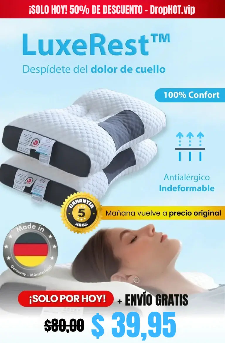 Almohada ergonómica + Envío GRATIS + Pide hoy y Paga en la entrega