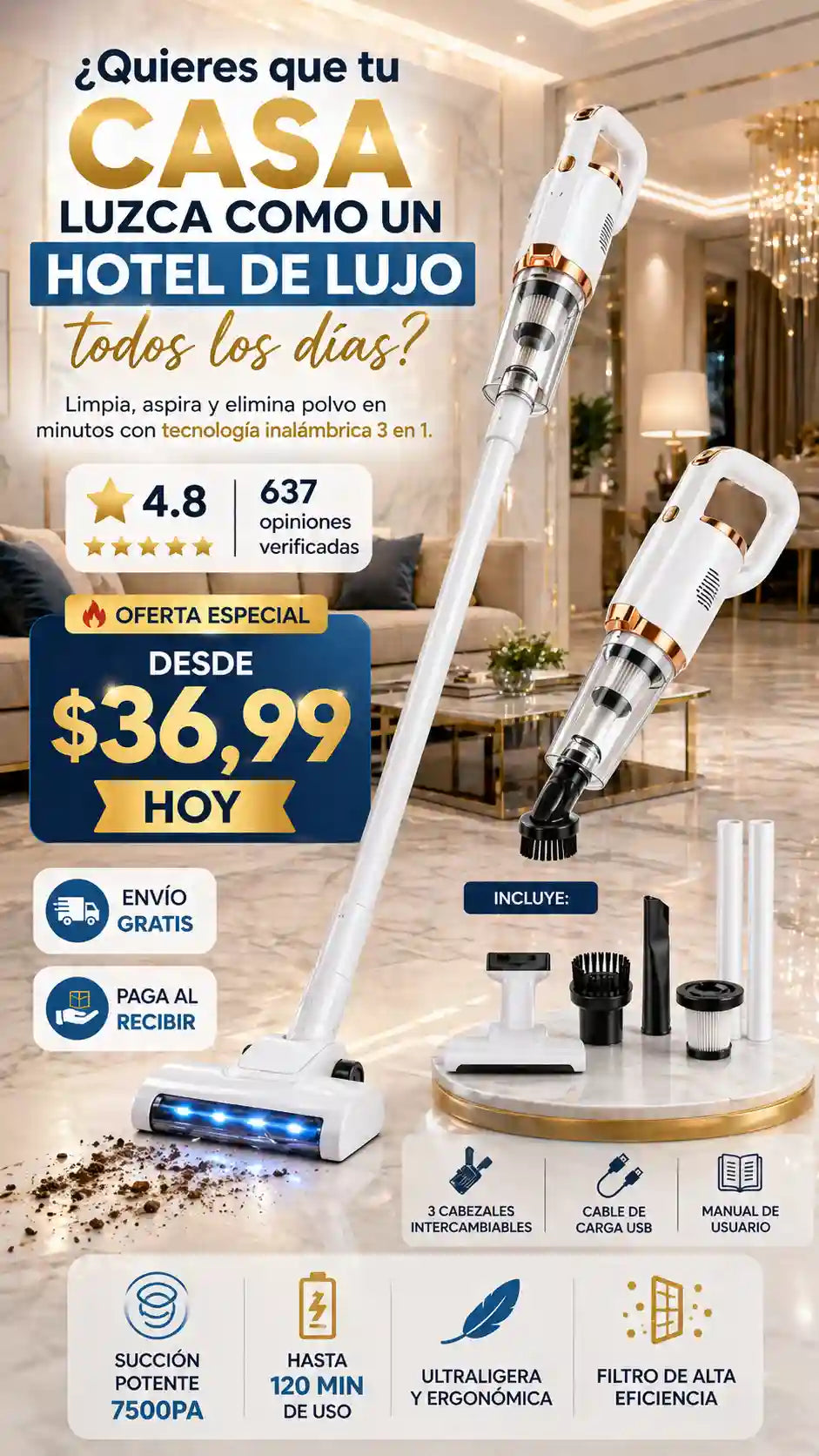 SOLO HOY GRAN LIQUIDACION: Aspiradora Pro 3000 + Envió GRATIS + Paga en la entrega