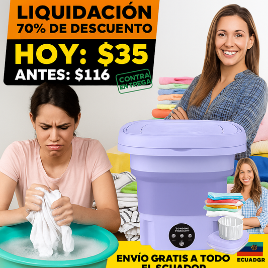 SOLO HOY GRAN LIQUIDACION: Lavadora Portátil Plegable con Secadora + Envió GRATIS + Paga en la entrega