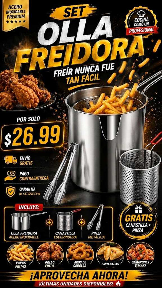 SOLO HOY GRAN LIQUIDACION: Freidora Acero Inoxidable + Envió GRATIS + Paga en la entrega